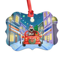 Funny Pekingese Dog Riding Red Truck On Night City Light Ornament Christmas Gift - £13.38 GBP