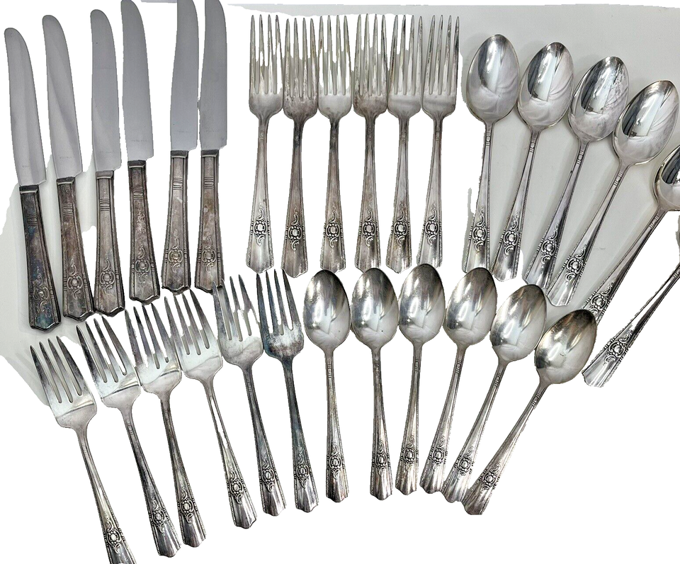Primary image for 30 Pieces HARMONY HOUSE PLATE AA+ MAYTIME Dinner Knife Fork Spoon Vintage
