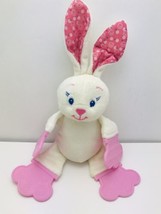 Bright Starts Bunny Lovey White Rabbit Plush Pink Teether Pink Polka Dot Ears - £15.99 GBP