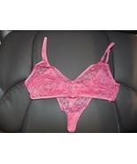 Free People Kelly Heart Pink Ruby Lace Bralette &amp; Thong Set Size M Women... - $42.75