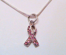 Necklace Breast Cancer Awareness Pendant Sterling Silver  - £16.07 GBP