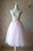 PALE PINK A-line Midi Tulle Skirt Women Plus Size Tulle Tutu Skirts - £43.73 GBP