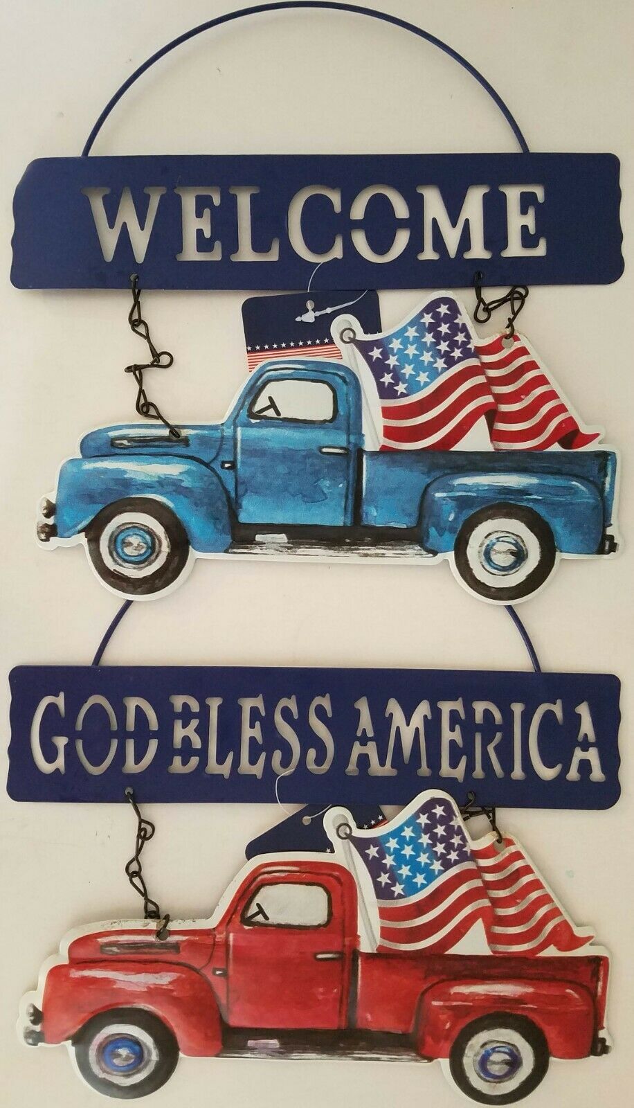 Patriotic Metal Truck signs ‘God Bless America’ Red Truck or ‘Welcome’ B... - $3.49