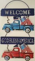 Patriotic Metal Truck signs ‘God Bless America’ Red Truck or ‘Welcome’ B... - $3.49