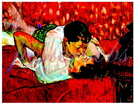 Toulouse Lautrec  &quot;The Kiss &quot; Vintage 13 x 10 in Giclee CANVAS Poster Print - £15.88 GBP