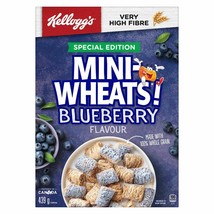 2 Boxes Kellogg's Mini-Wheats Cereal Blueberry Flavor 439g/ 15.5 oz From Canada - $30.00