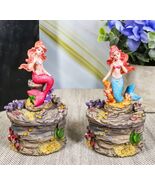 4&quot;H Blue And Pink Tail Mermaid Mergirls On Corals Decorative Box Set Of 2 - $32.04 CAD