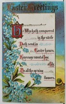 Easter Greetings Art Nouveau Floral &amp; Poem 1910 Postcard L20 - £6.35 GBP