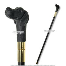 36.5" Black Hound Dog Handle Gold Accented Gentlemen's Walking Cane Stick - $19.78