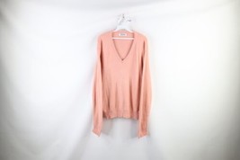 Vintage 70s Streetwear Mens Size Large Blank Knit V-Neck Sweater Pink USA - £44.38 GBP