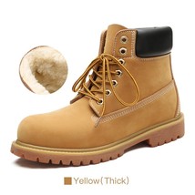 Vintage Military Boot For Men Retro PU Leather Yellow Thick Shoe Outdoor Casual  - £97.43 GBP