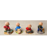 Vtg Set Of 4 Chinese Art; Working Baby Monks, Gardening Monk Figures - $52.14
