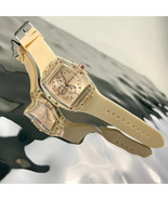 Sports Tonneau Pointer Quartz Watch Beige Color Analog Silicone Wrist Watch - £17.34 GBP