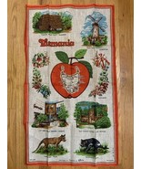 Vintage Tea Towel Tasmania Map Pure Linen Devil Windmill Landmarks Great... - €17,15 EUR