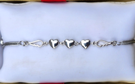 Heart Bolo Bracelet in 925 Sterling &amp; Stainless Steel Adjustable to 9.5 In - £17.82 GBP