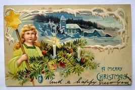 Christmas Postcard Star Child Angel Embossed Newton Center Mass 1906 - £13.29 GBP