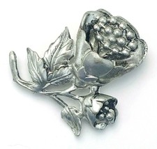 Vintage Mid Century Pewter Flower Brooch Pin - £15.69 GBP