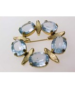 BLUE TOPAZ GOLD FILLED BROOCH Pin - £67.22 GBP