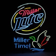 New Miller Lite Miller Time Duck Flying Light Bar Beer Neon Sign 24&quot;x20&quot; - £195.45 GBP