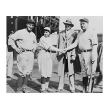 Jackie Mitchell &amp; Babe Ruth with Lou Gehrig &amp; Joe Engel Photo Print Poster - £13.58 GBP+