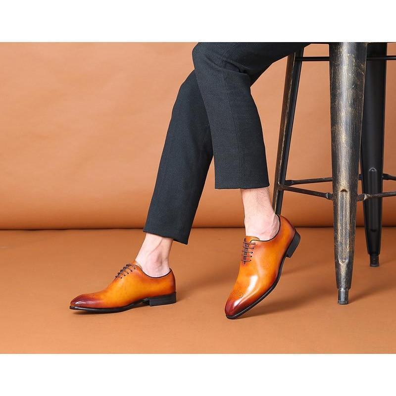New Handmade Men Tan Color brogue Shoes Men Tan leather formal Shoes Men dress s