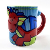 Gund Kids Dragon Mug Red Green Blue 11 oz Cup 3D Scales &#39;n Tails Cocoa Vintage - £12.62 GBP