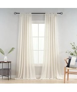 (2) Ivory White Linen Blend Curtains Tab Top Window, 52 X 96” - $24.99
