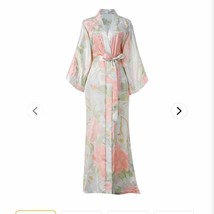 Babeyond Long Pastel Floral Satin Robe Kimono NWOT - £37.36 GBP
