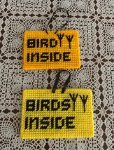 Handmade Needlepoint Emergency Sign Birds Inside Bird Lover Gift Item Brand New - £8.69 GBP