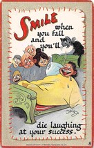 Smile When You Fail You&#39;ll Die Laughing at Success Dwig artist Tuck postcard - £5.42 GBP