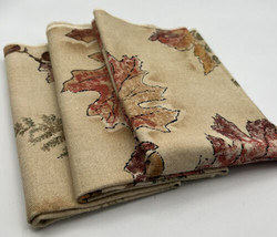 Napkins Autumn Colors Brown Leaves Ferns Beige Background 17 x 17 Inches - £11.03 GBP