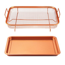 Non Stick Crisper Tray Set Cookie Sheet Tray Air Fry Pan Grill Basket Ov... - £43.10 GBP