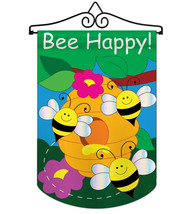 Bee Happy - Applique Decorative Metal Wall Hanger Garden Flag Set GS104062-P2-02 - £23.62 GBP