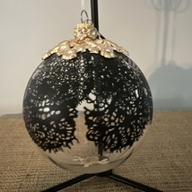 Jason WU Elegant Glass Ornament Clear Black Lace Rhinestones Christmas Holiday - £10.87 GBP