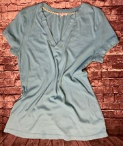 HUE To Go! V-Neck Women&#39;s  Top Sleepshirt Sleepwear Turquoise Size Large... - $9.90