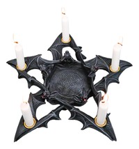 Wicca Gothic Nosferatu Pentagram Star Bats Taper Chime Candles Holder Figurine - £44.75 GBP
