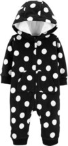 allbrand365 Designer Infant Girls Dot Print Fleece Coverall, 12 Months, Black - £25.26 GBP