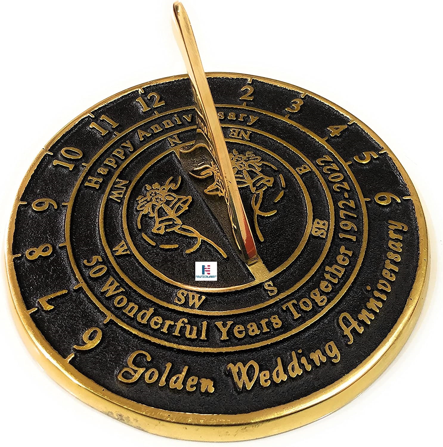 50th Golden Wedding Anniversary Sundial Gift Heavy Duty Brass Home Decor... - $79.00