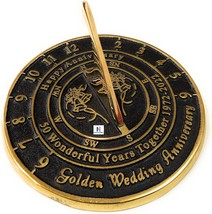 50th Golden Wedding Anniversary Sundial Gift Heavy Duty Brass Home Decor Or Gard - £63.00 GBP