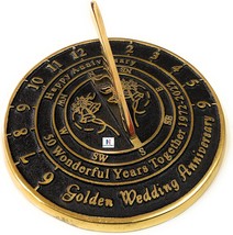 50th Golden Wedding Anniversary Sundial Gift Heavy Duty Brass Home Decor... - £63.00 GBP