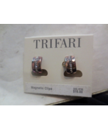 Trifari Earrings Faux Diamonds Cross design Magnetic Clips on card - £14.70 GBP