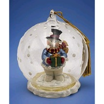 Gorham Crystal Blown Glass Winter Follies Snowman Christmas Ornament In Box - $372.61 MXN