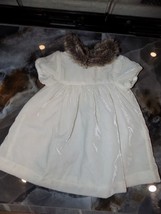 Janie &amp; Jack Ivory Velvet Faux Fur Collar Neck Dress Size 3/6 Months Girl&#39;s - $19.98
