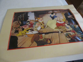 Disney Snow White &amp; the Seven Dwarfs Lithograph 1994 w/matte As is - $6.60