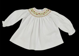 Three Sisters Infant Girls Size 24M Long Sleeve White Smocked Top Pink Green - $13.96