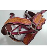 Premium Horse Beautifully Leathe Halter  Carved  Handmade Padded Chrome ... - £76.90 GBP
