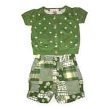Janie and Jack Green Fresh Daisies Sweater &amp; Shorts Outfit 3-6 months - $14.40