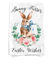 Bunny Kisses Easter Wishes 100% Cotton Kitchen Hand Drying Dish Towel - $110.22 MXN