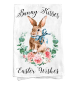 Bunny Kisses Easter Wishes 100% Cotton Kitchen Hand Drying Dish Towel - €5,06 EUR