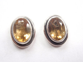 Faceted Citrine 925 Sterling Silver Oval Stud Earrings Small - £10.09 GBP
